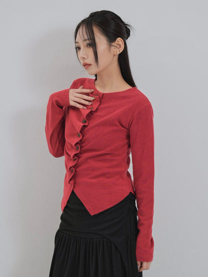 asymmetry frill blouse t