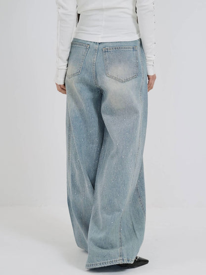 glitter wide denim pants