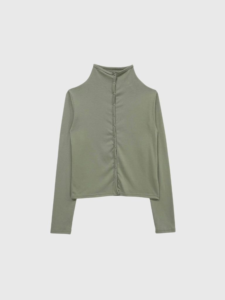 high neck fitted cardigan