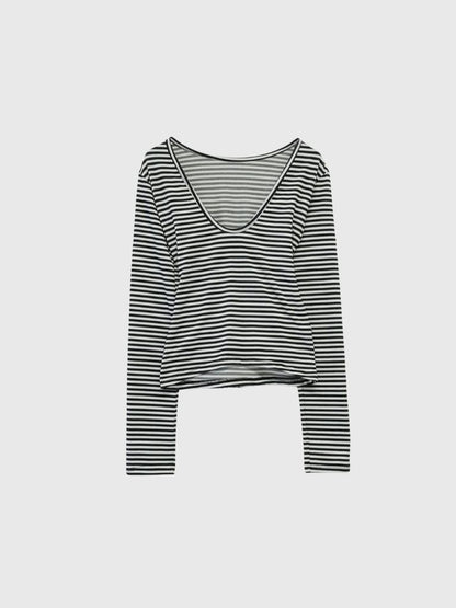 stripe waist wrap tops