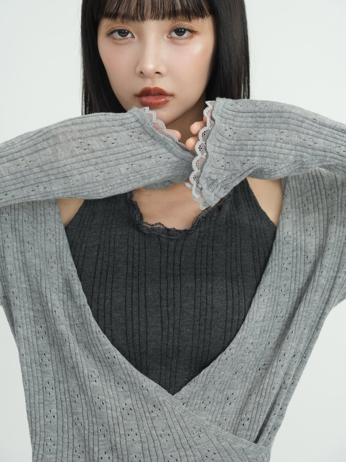 deep v neck cardigan