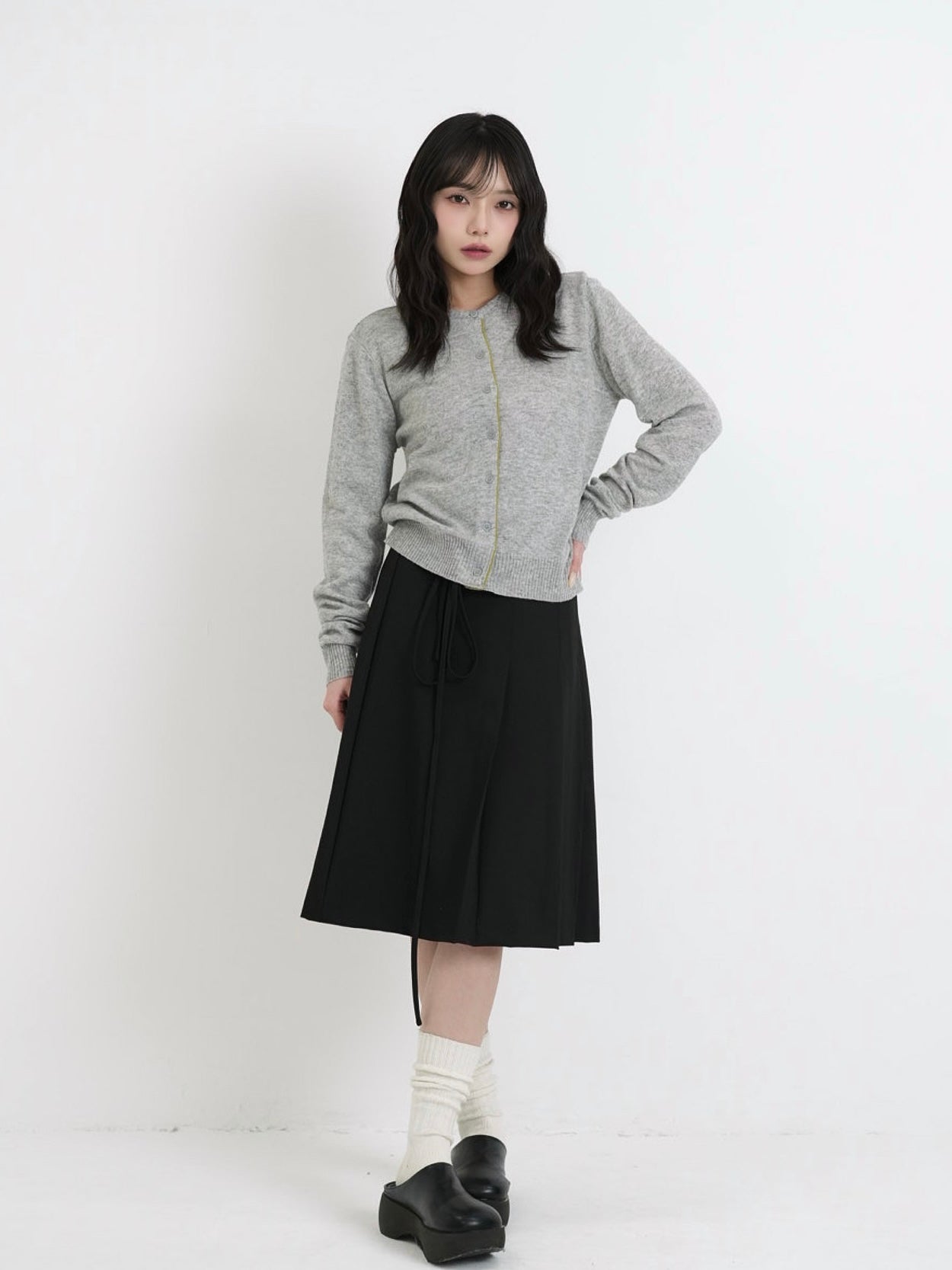 contrast line cardigan