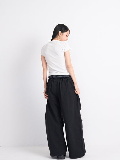 check loop wide pants