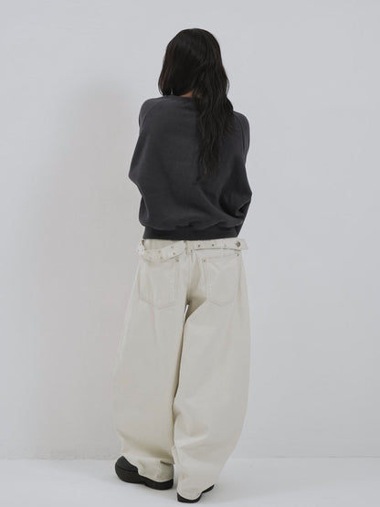 studs neck cropped sweat tops