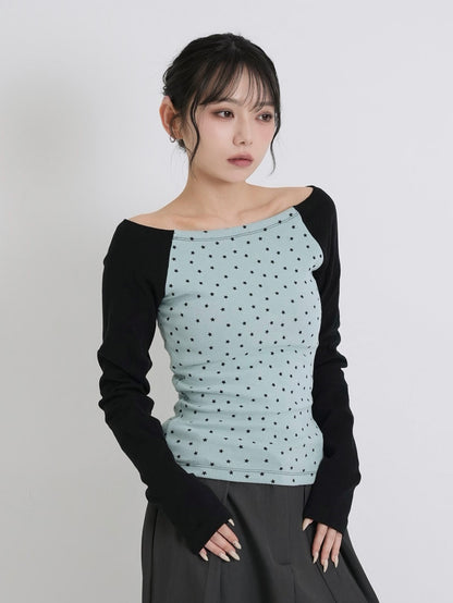 star dot raglan tops