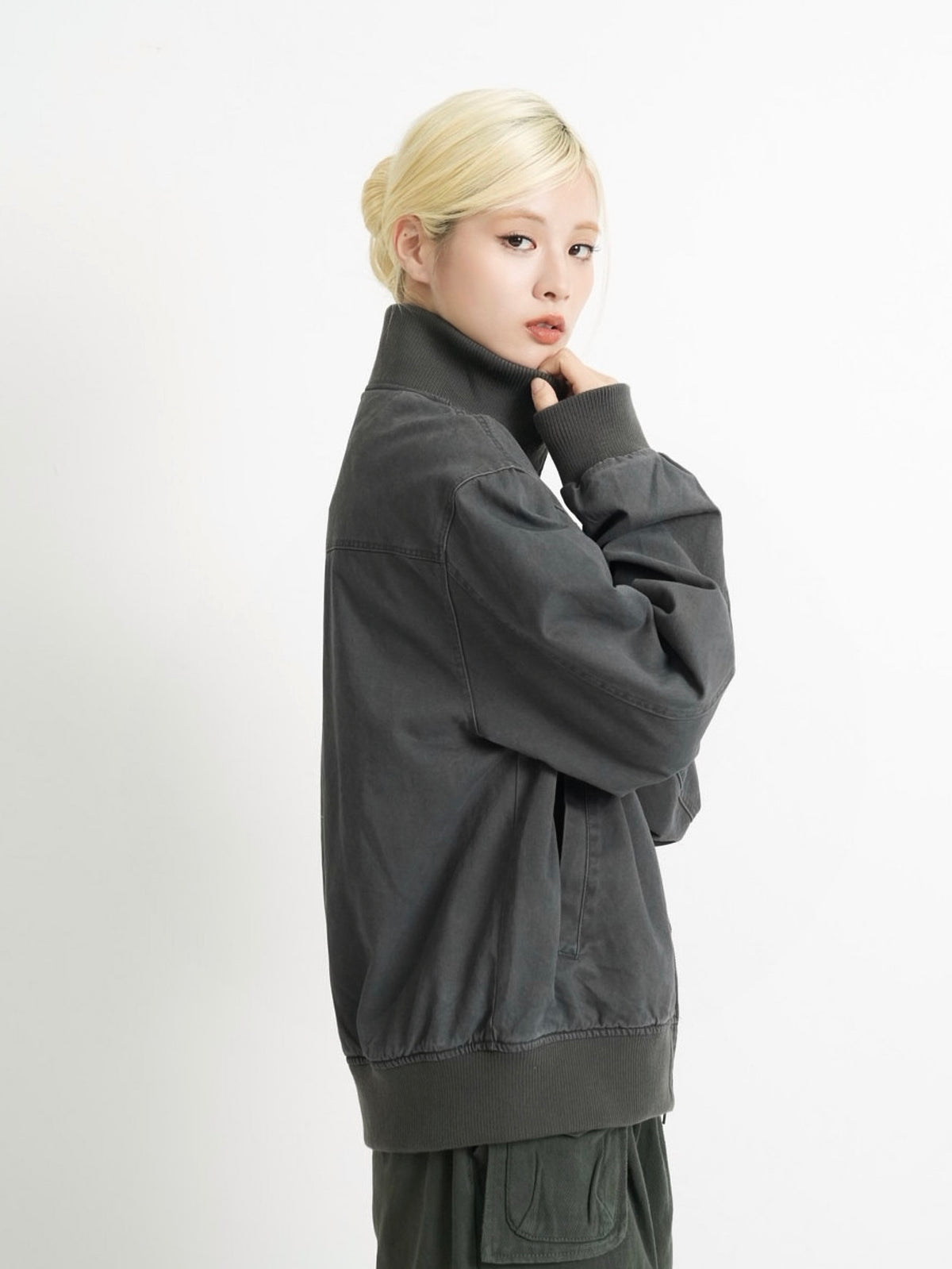 double zip high neck jacket