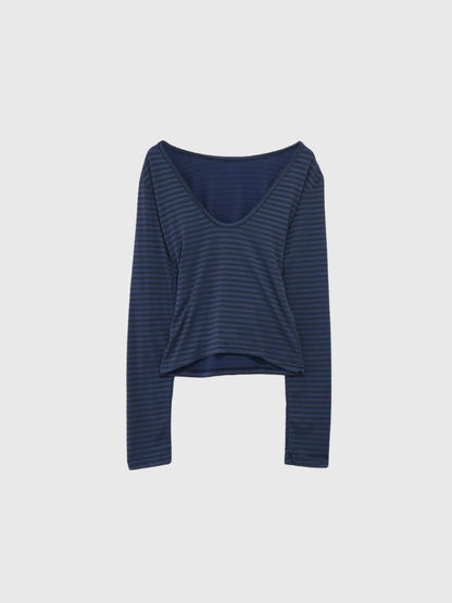 stripe waist wrap tops