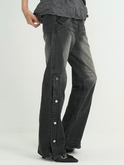 wide slit bootcut denim pants