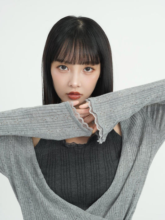 deep v neck cardigan