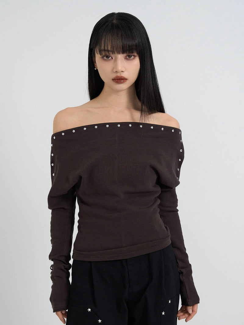 studs off shoulder tops