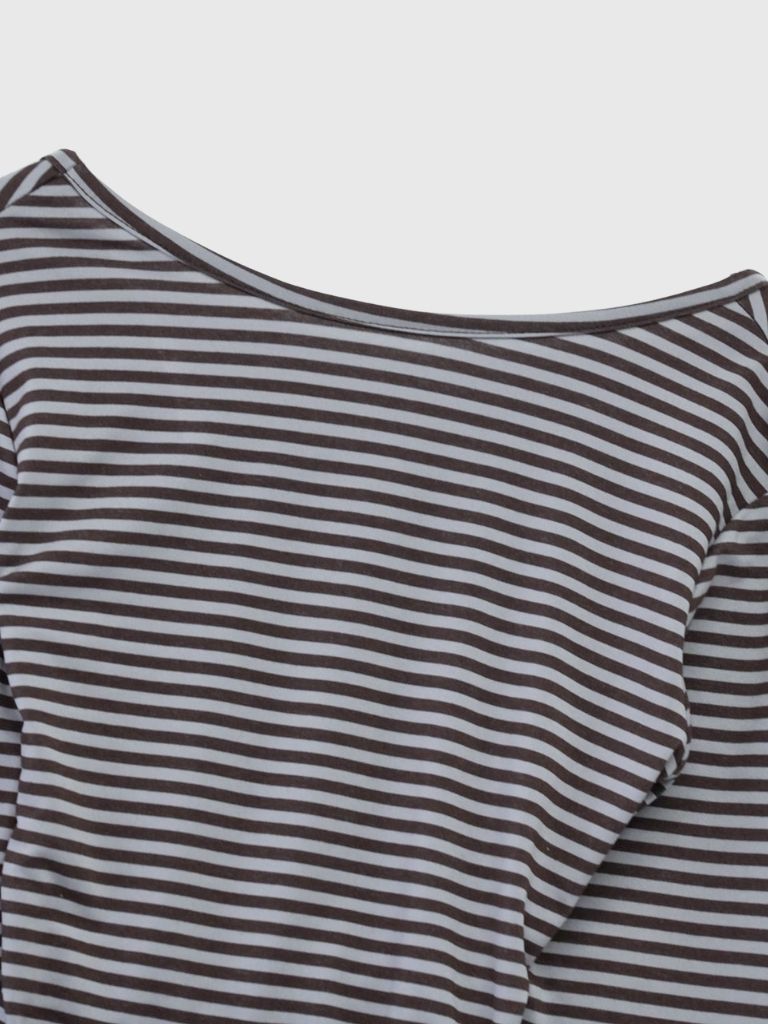 stripe waist wrap tops