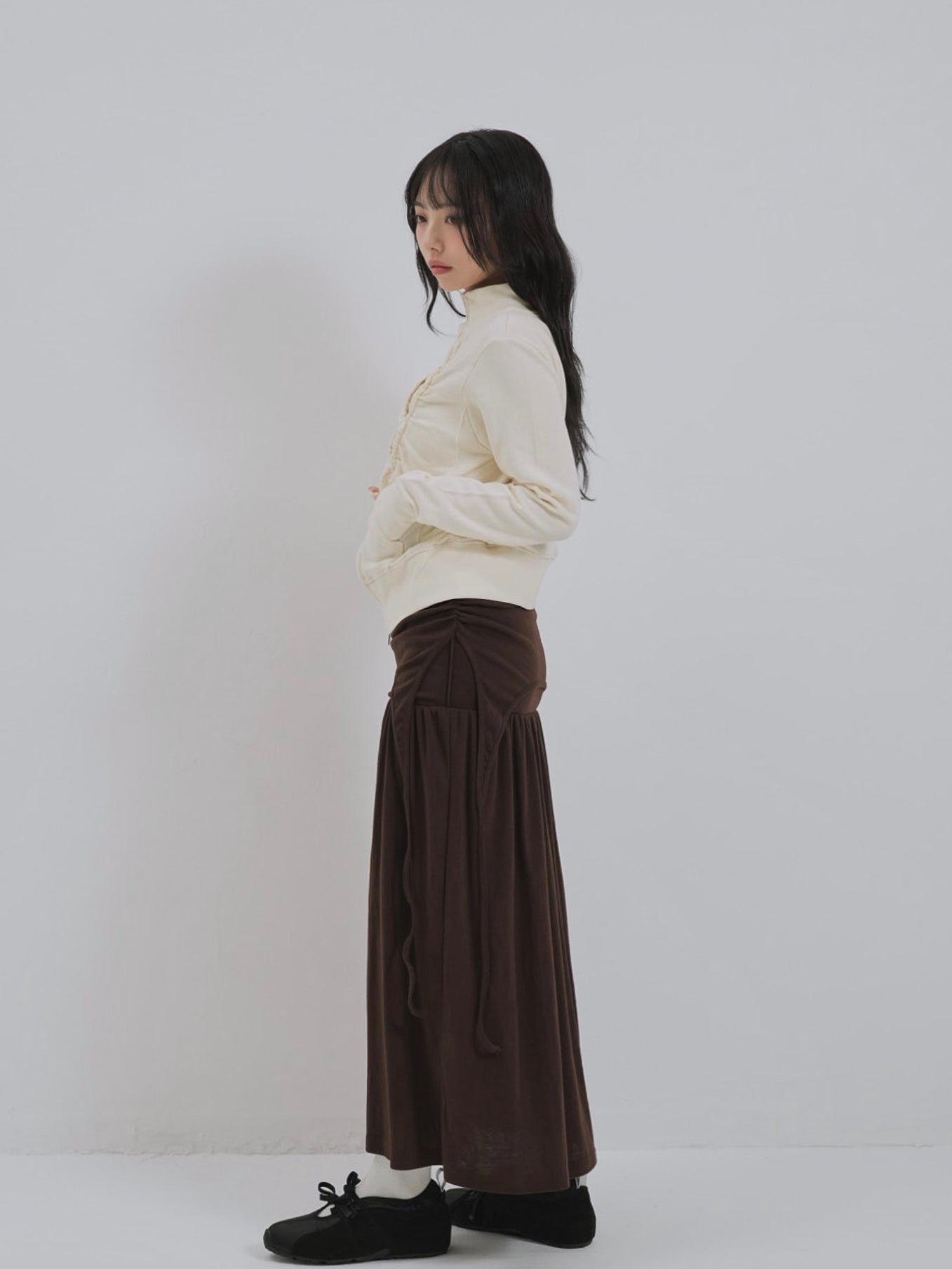 drape gathered long skirt