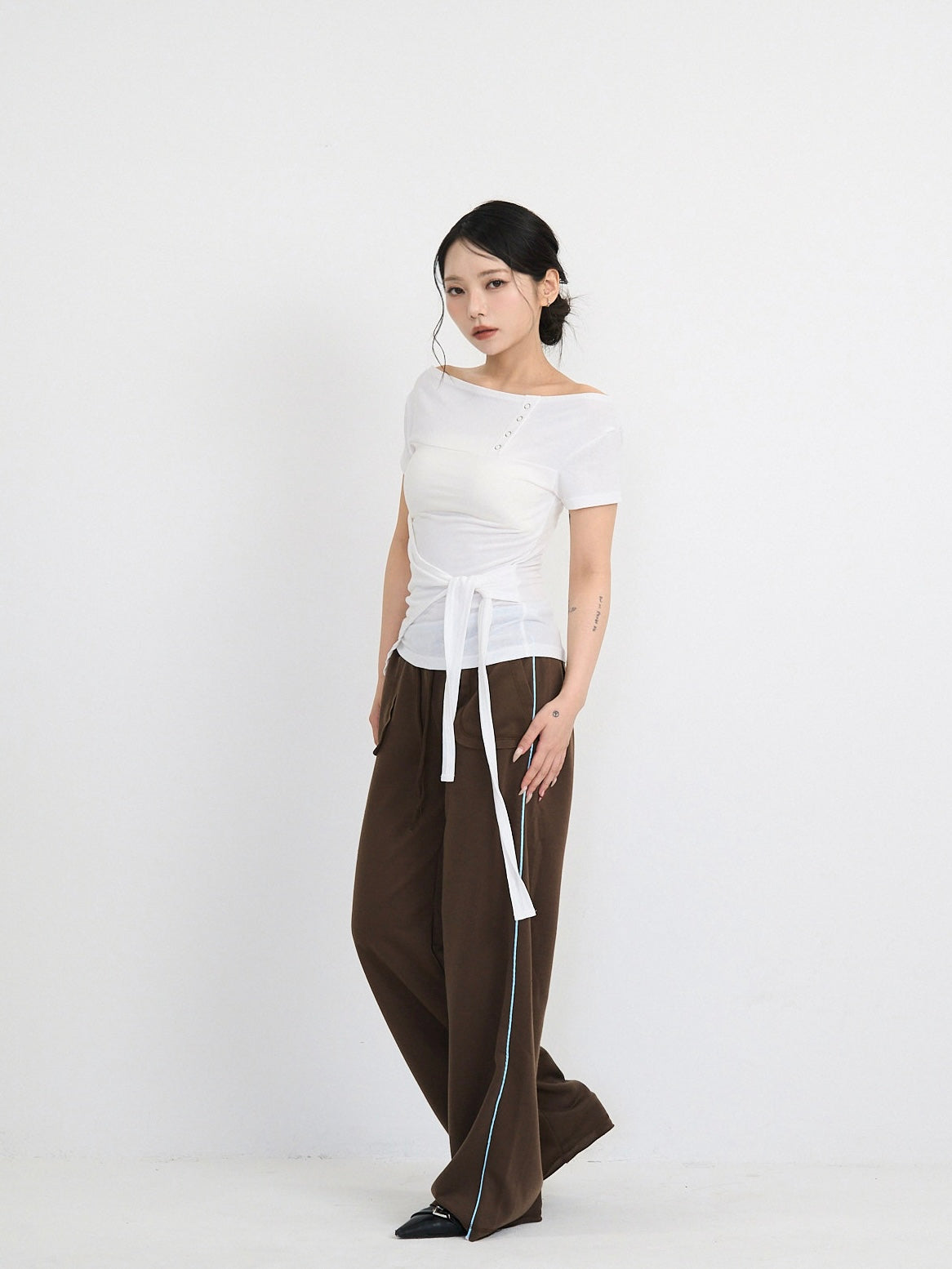 side tie snap tops