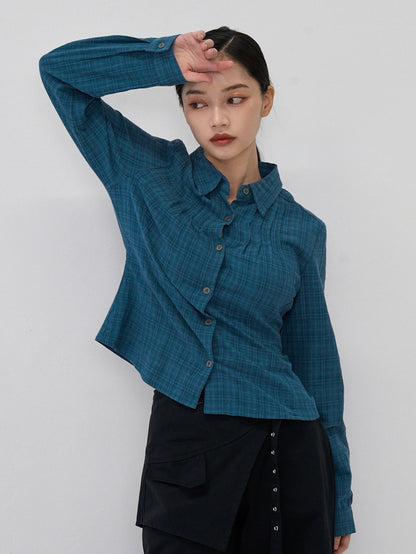 sleeve detail check shirt