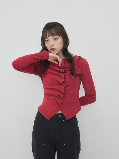 asymmetry frill blouse t