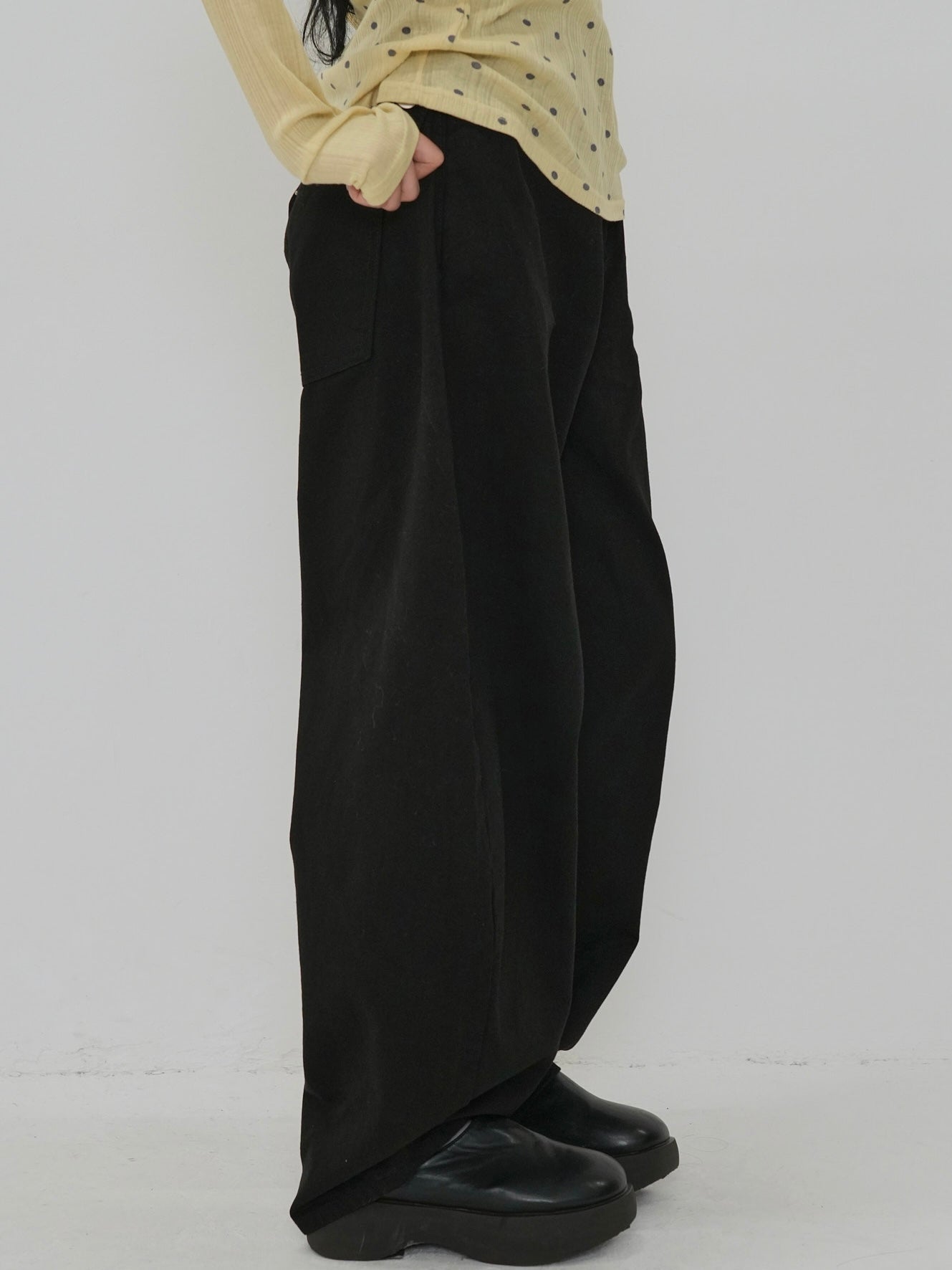 back belt detail wide pants
