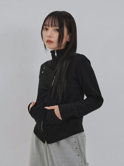 eyelet wave zip tops