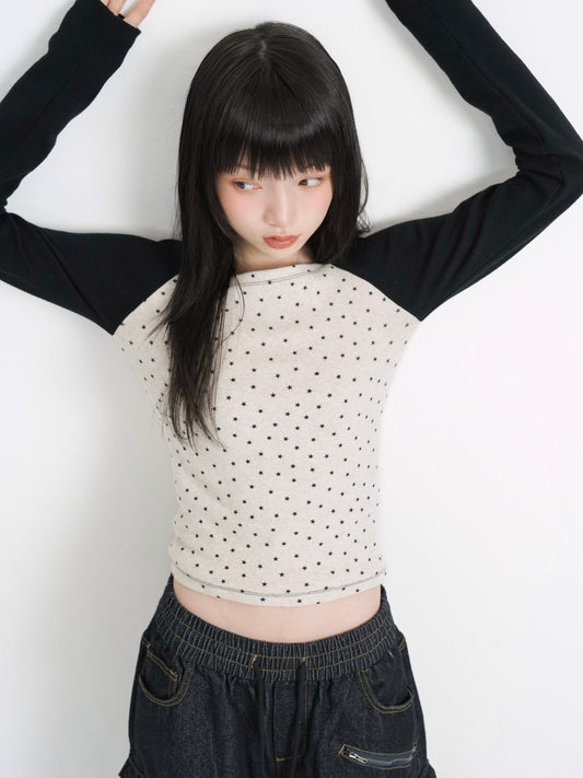 star dot raglan tops