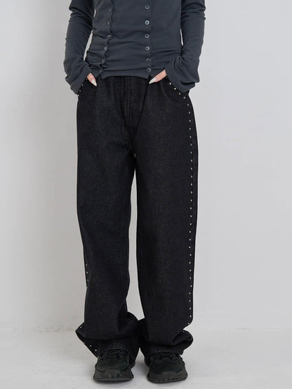 curve studs denim pants