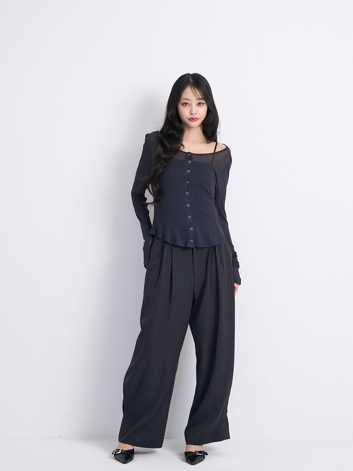 sheer button cardigan