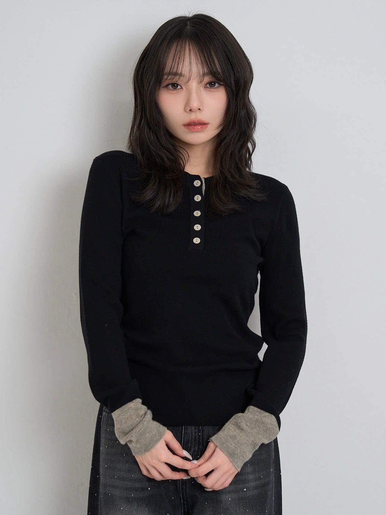 bicolor button round tops – enewdnina