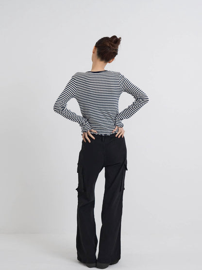 belt stud bootcut pants