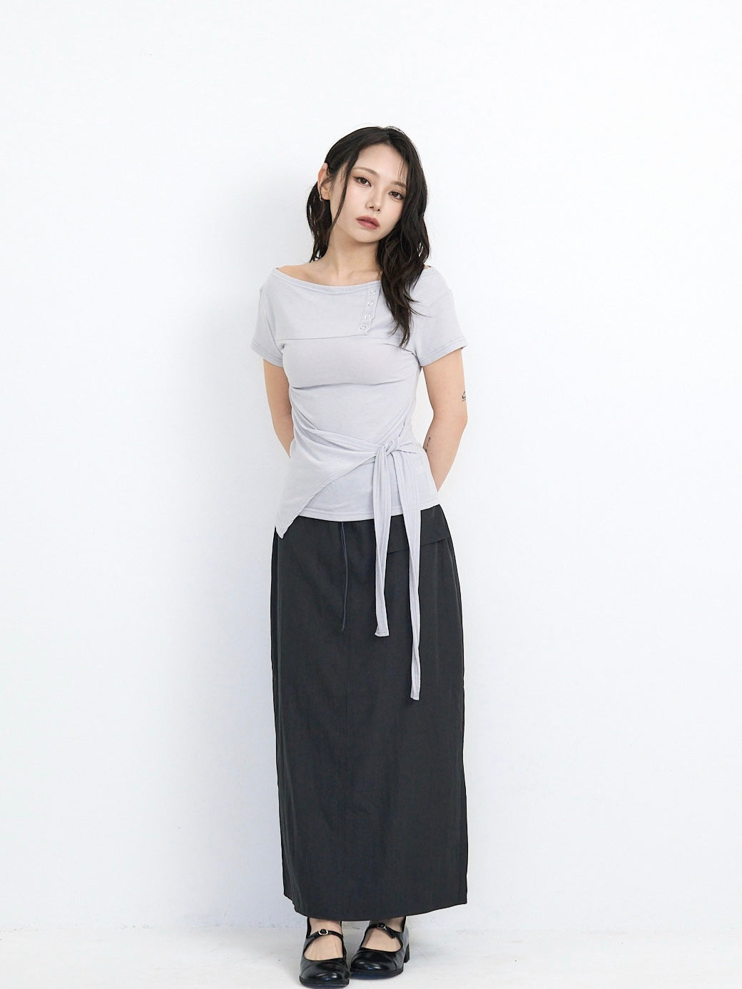 side tie snap tops