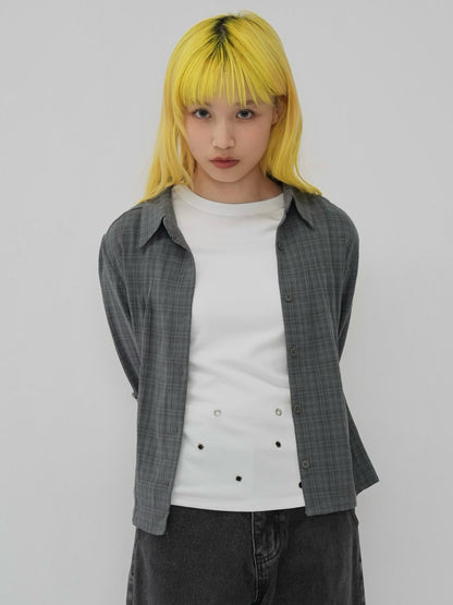 sleeve detail check shirt
