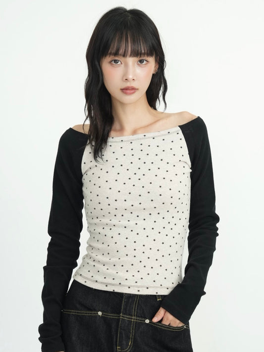 star dot raglan tops