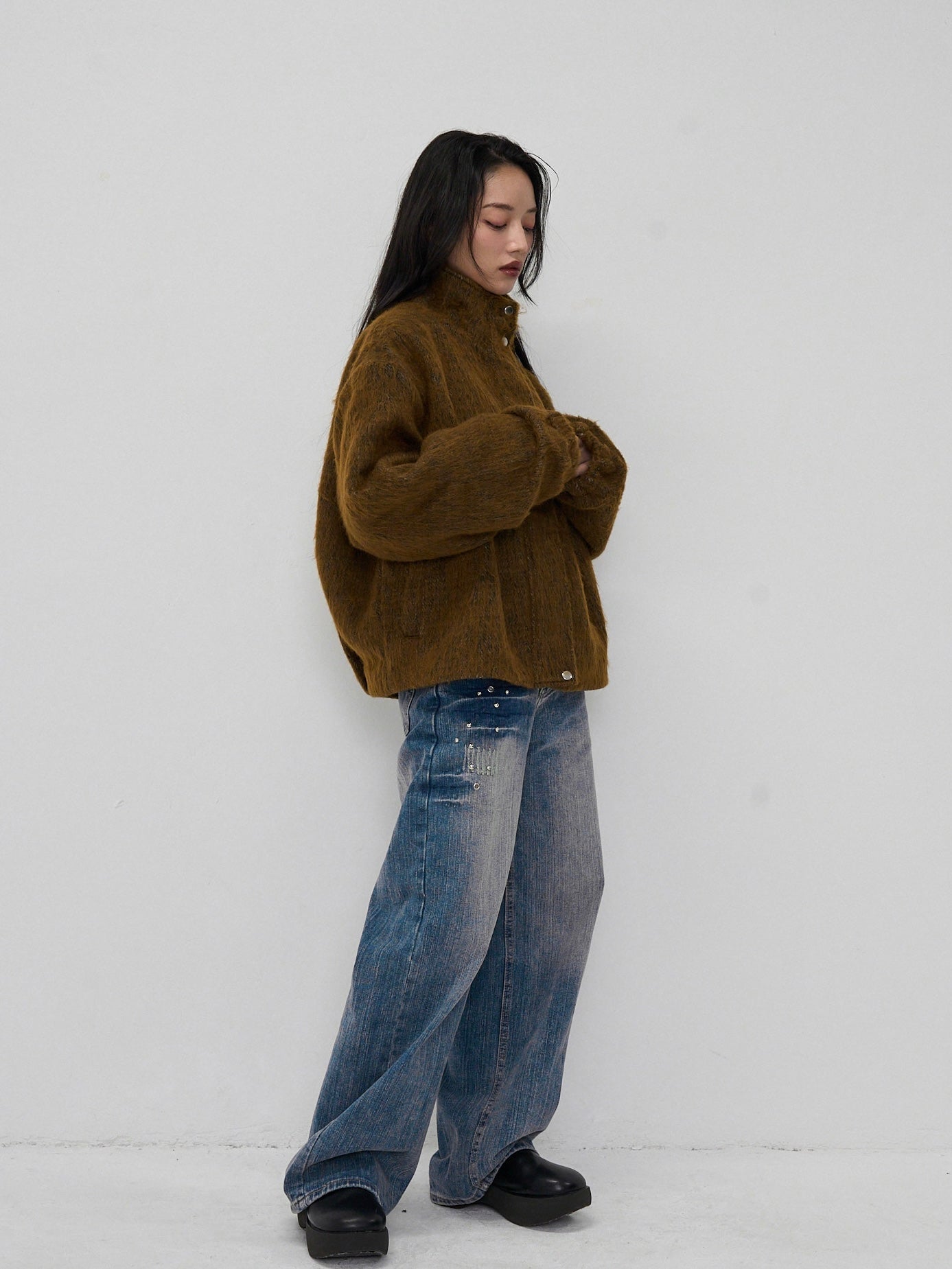mohair tuck blouson