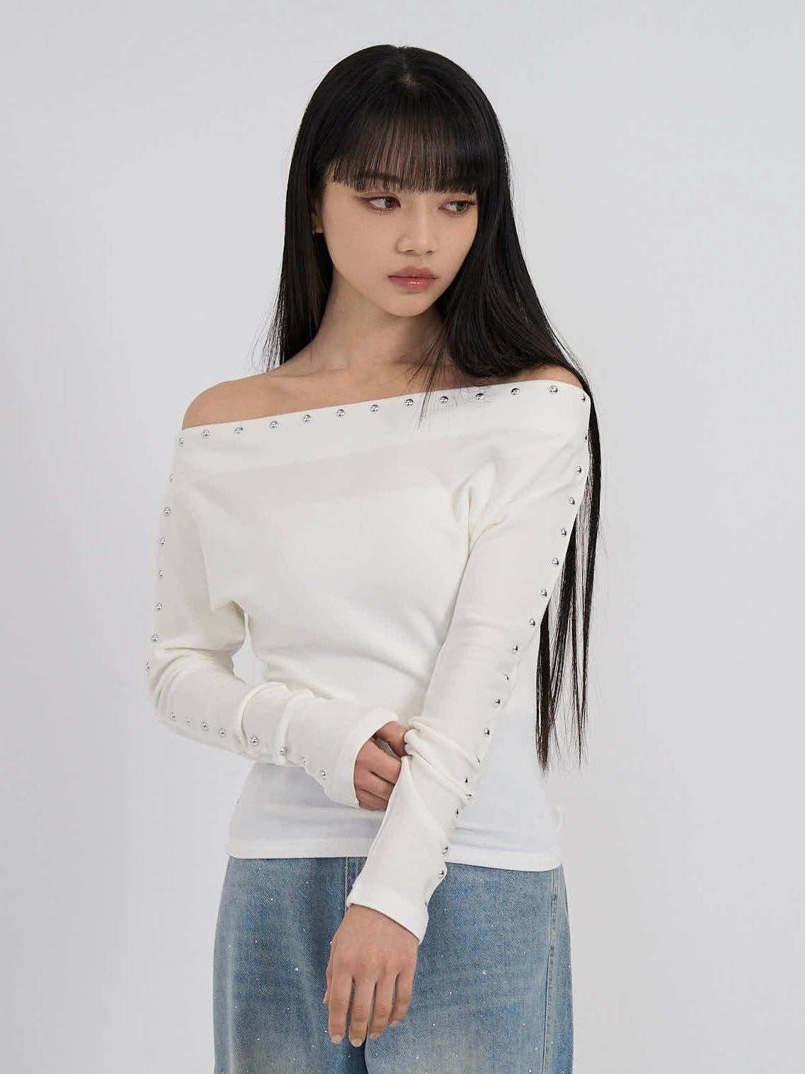 studs off shoulder tops