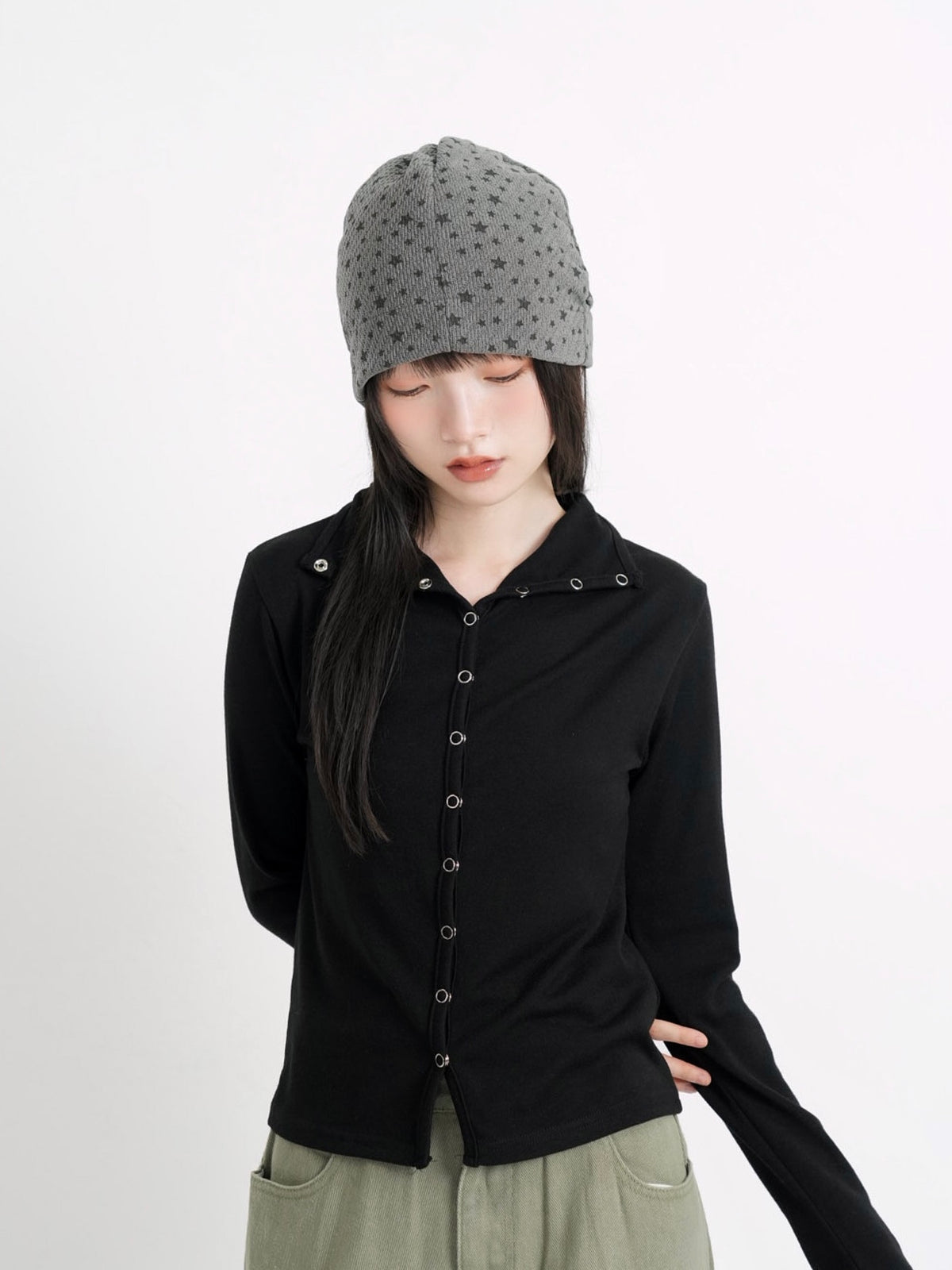 high neck fitted cardigan