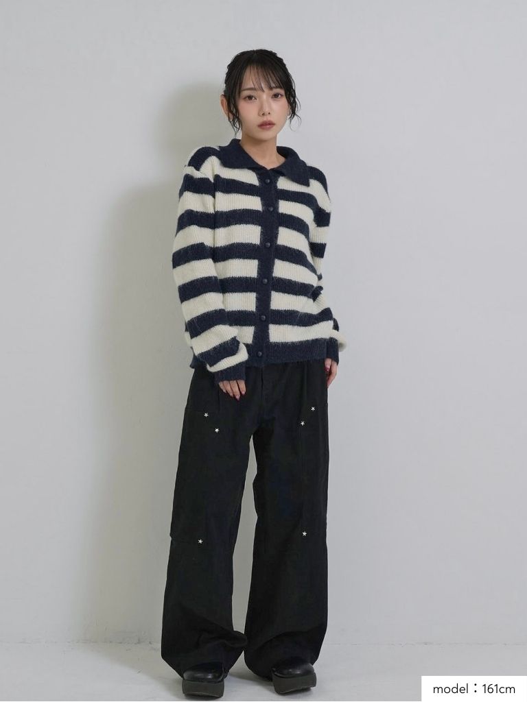 border color knit cardigan