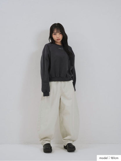 studs neck cropped sweat tops