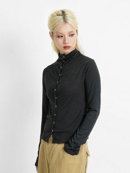 high neck fitted cardigan