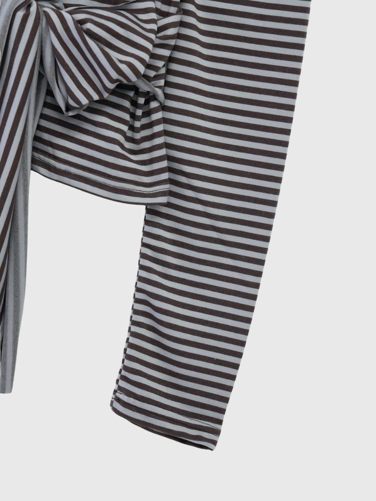 stripe waist wrap tops