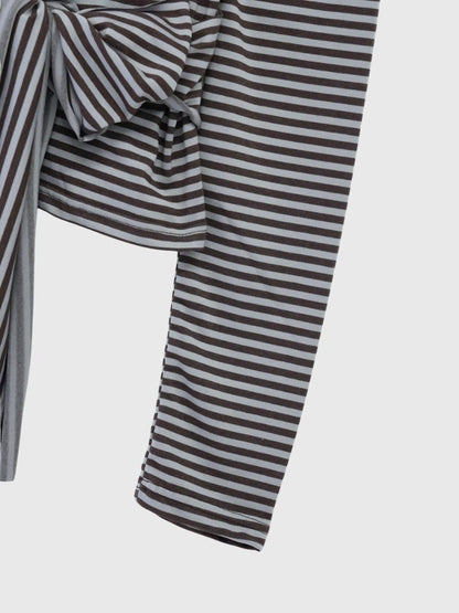 stripe waist wrap tops