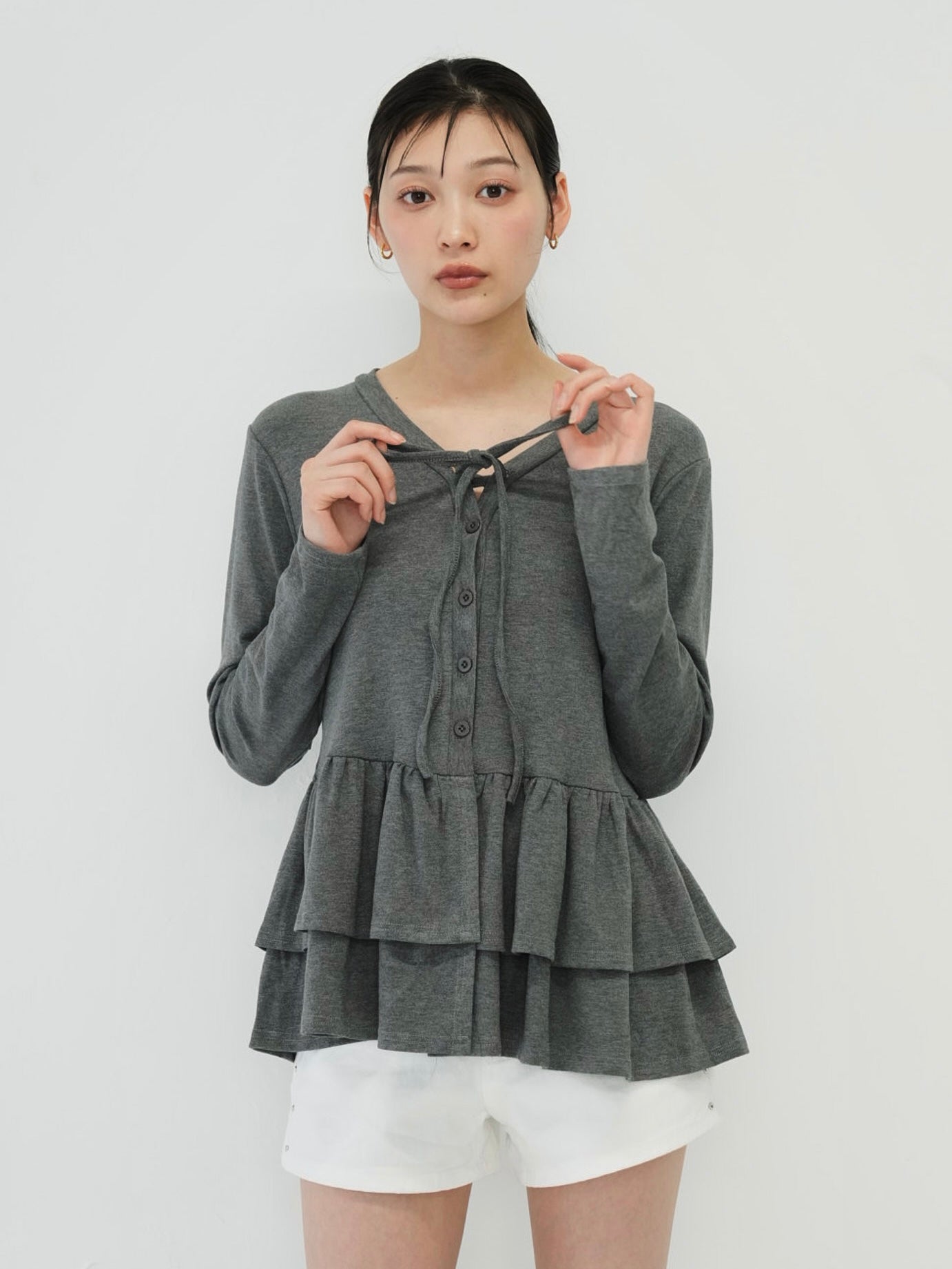 frill front ribbon cardigan