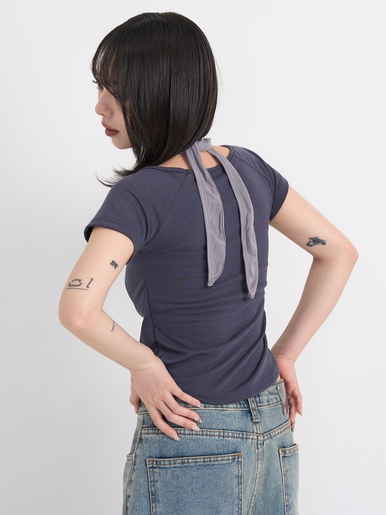 eyelet halter layered tops