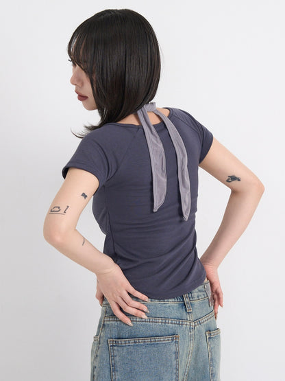 eyelet halter layered tops