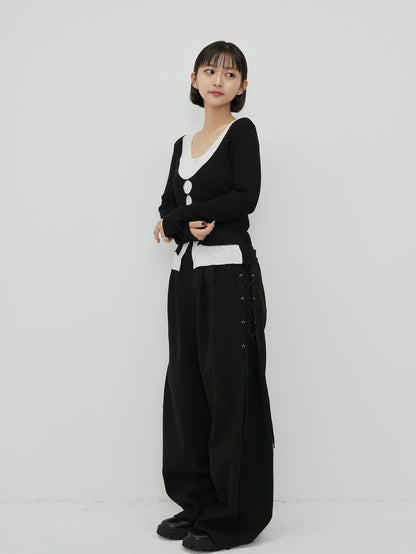 side eyelet pants