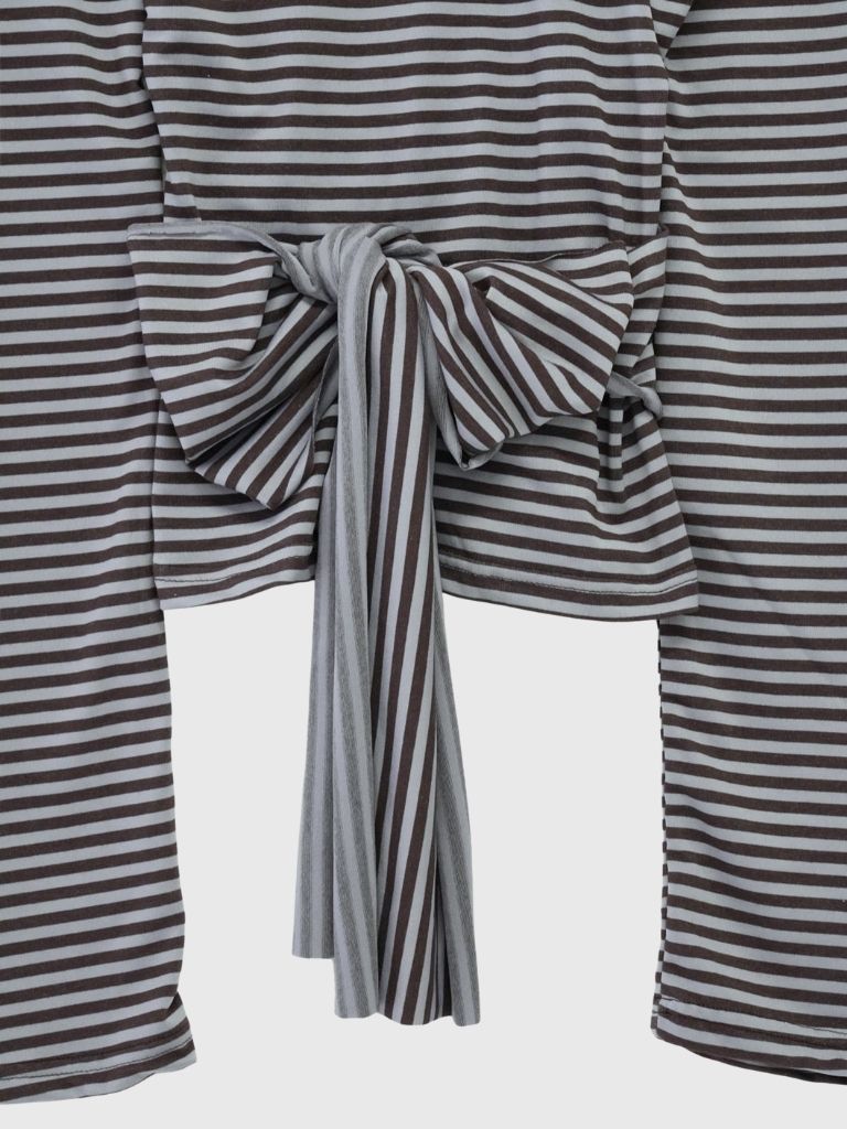 stripe waist wrap tops