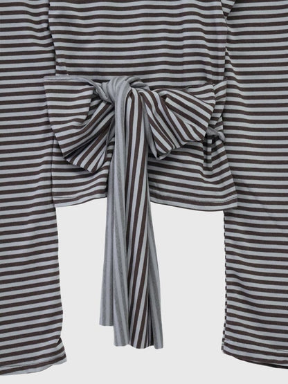 stripe waist wrap tops