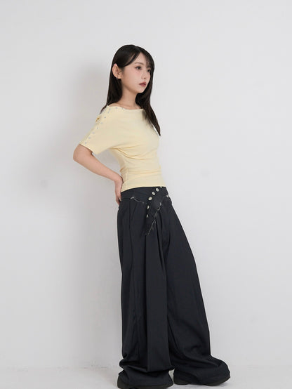layered belt wide pants