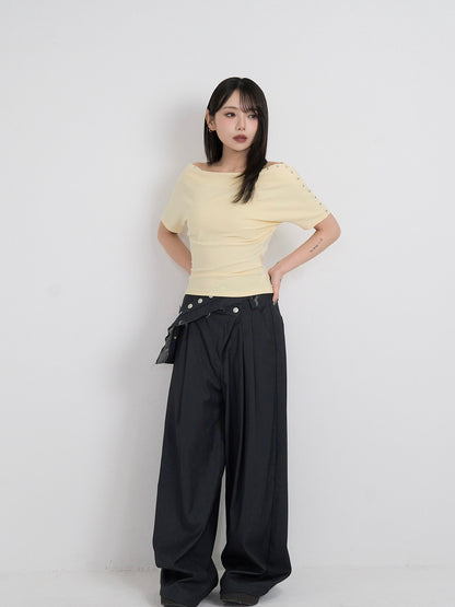layered belt wide pants