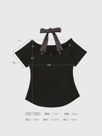 eyelet halter layered tops