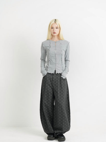 frill trim cardigan