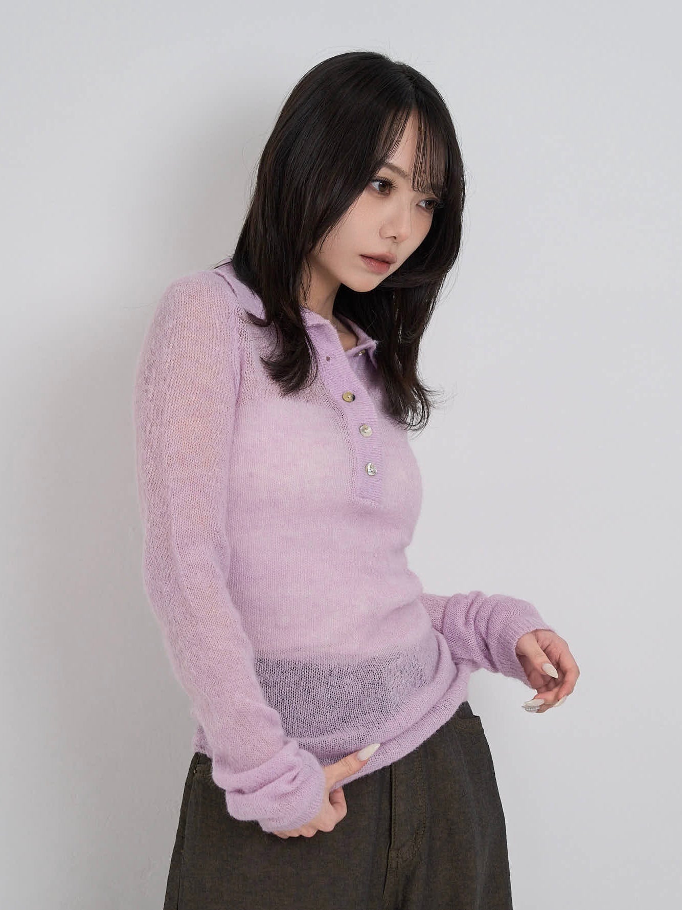 light sheer polo knit