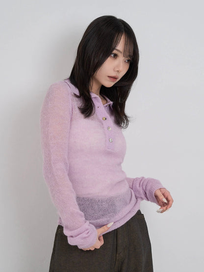 light sheer polo knit