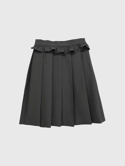 frill waist pleated skirt
